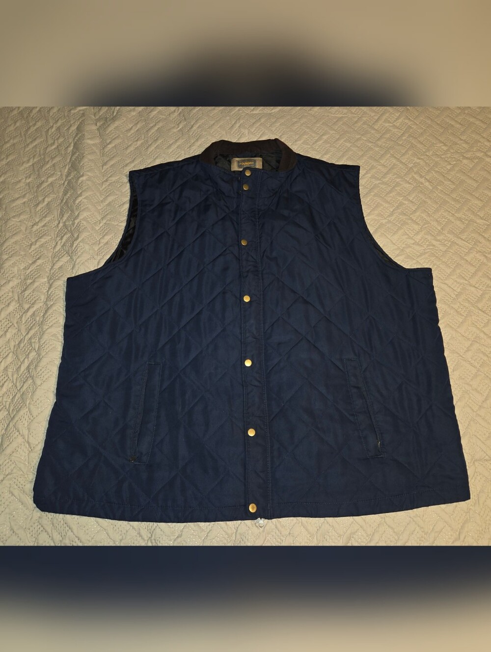 Foundry Men's Big & Tall Quilted Navy Blue Button Front Vest 4XLT